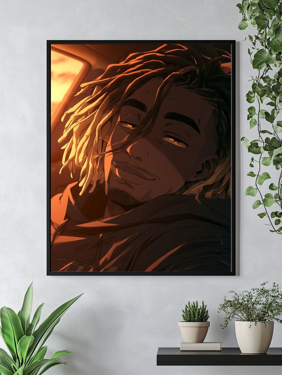 Sunset Anime Portrait Poster. — room view 4