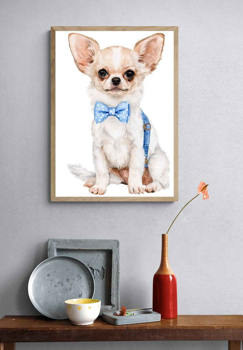 Chihuahua Watercolor Poster. — room view 3