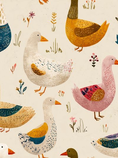 Playful Ducks Illustration Poster. poster