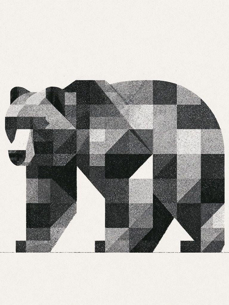 Geometric Bear Black-White Poster. poster — animals art