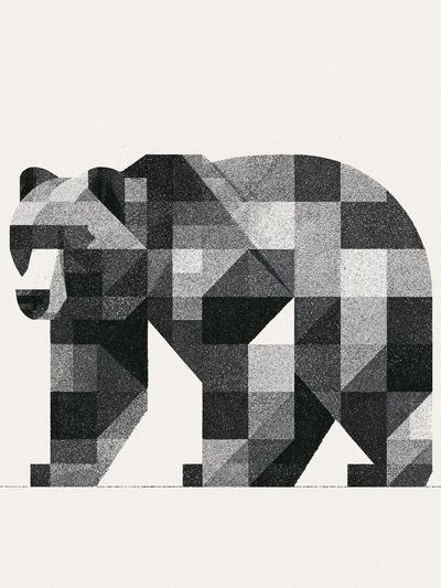 Geometric Bear Black-White Poster.