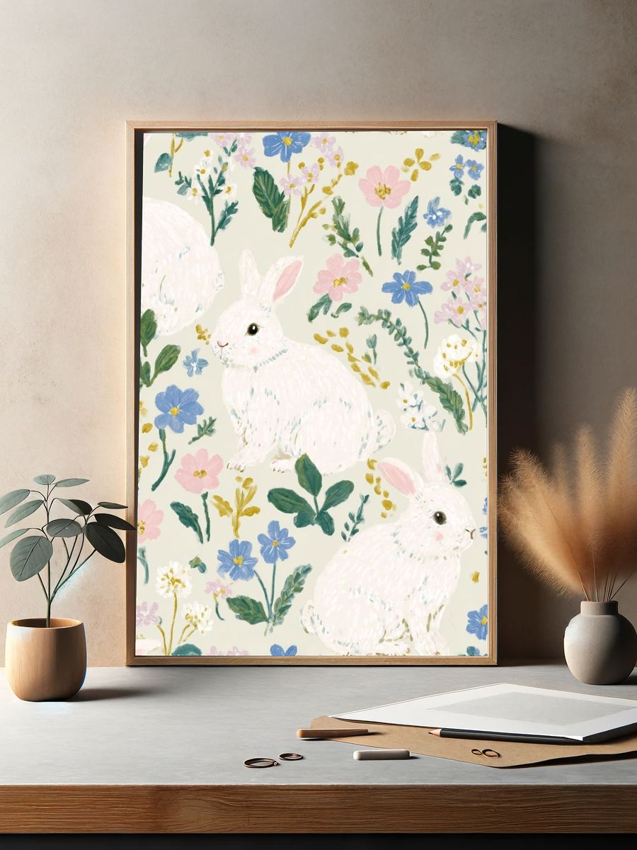 Bunny Meadow Floral Print. — room view 2