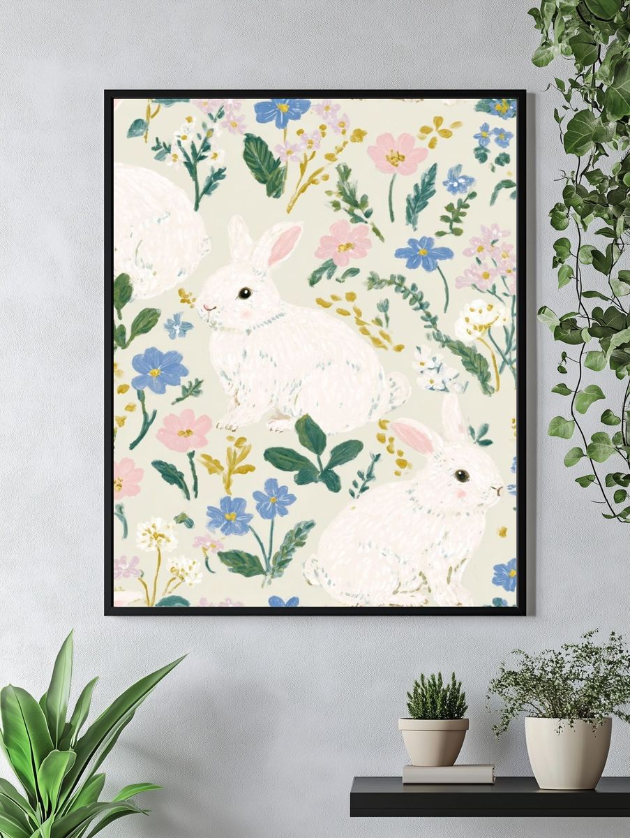 Bunny Meadow Floral Print. — room view 4