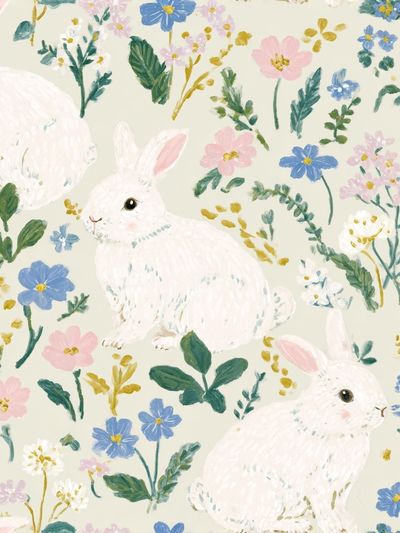 Bunny Meadow Floral Print. poster