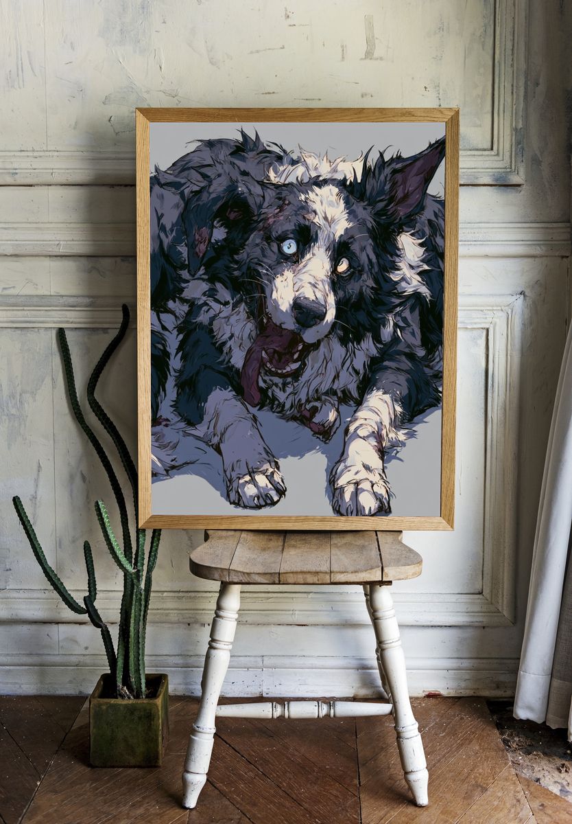 Border Collie Portrait Print. — room view 1