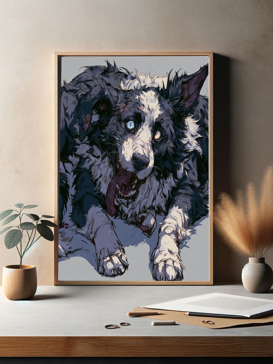 Border Collie Portrait Print. — room view 2