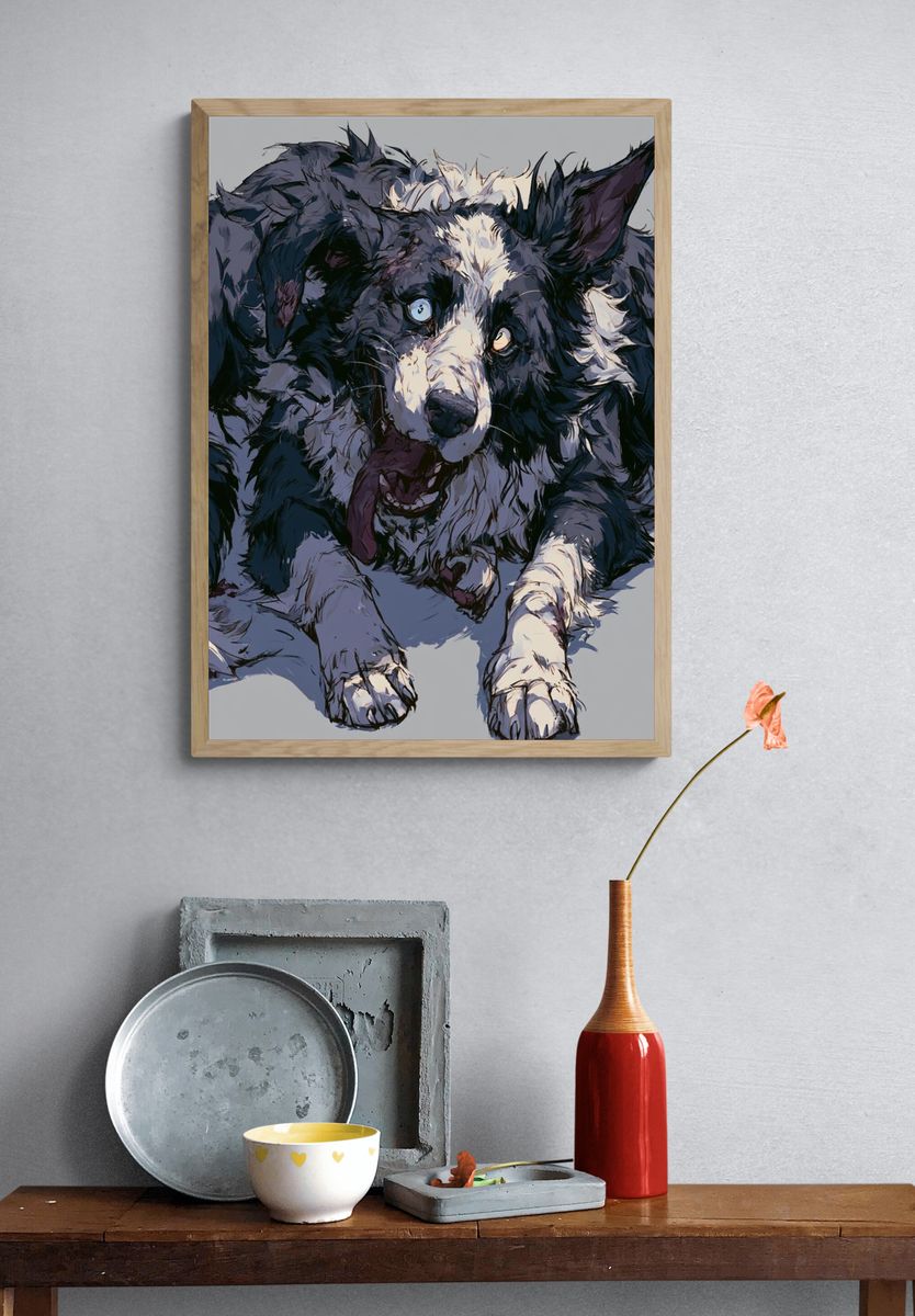Border Collie Portrait Print. — room view 3