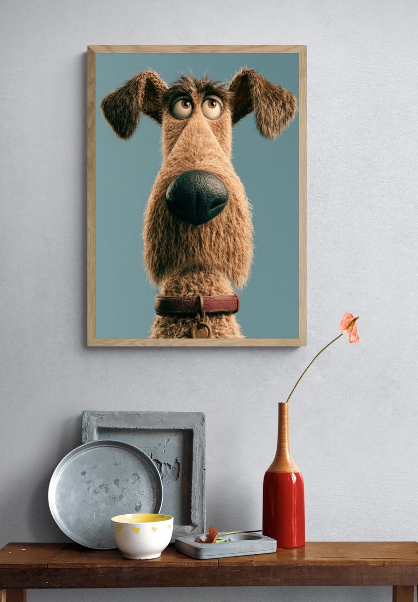 Scruffy Dog Portrait Print. — room view 3
