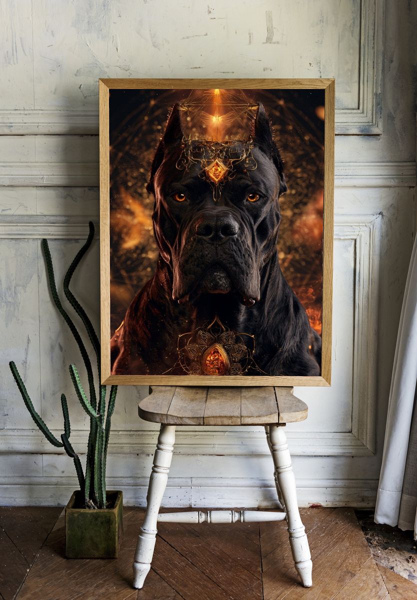 Black Cane Corso Fantasy Poster. room preview