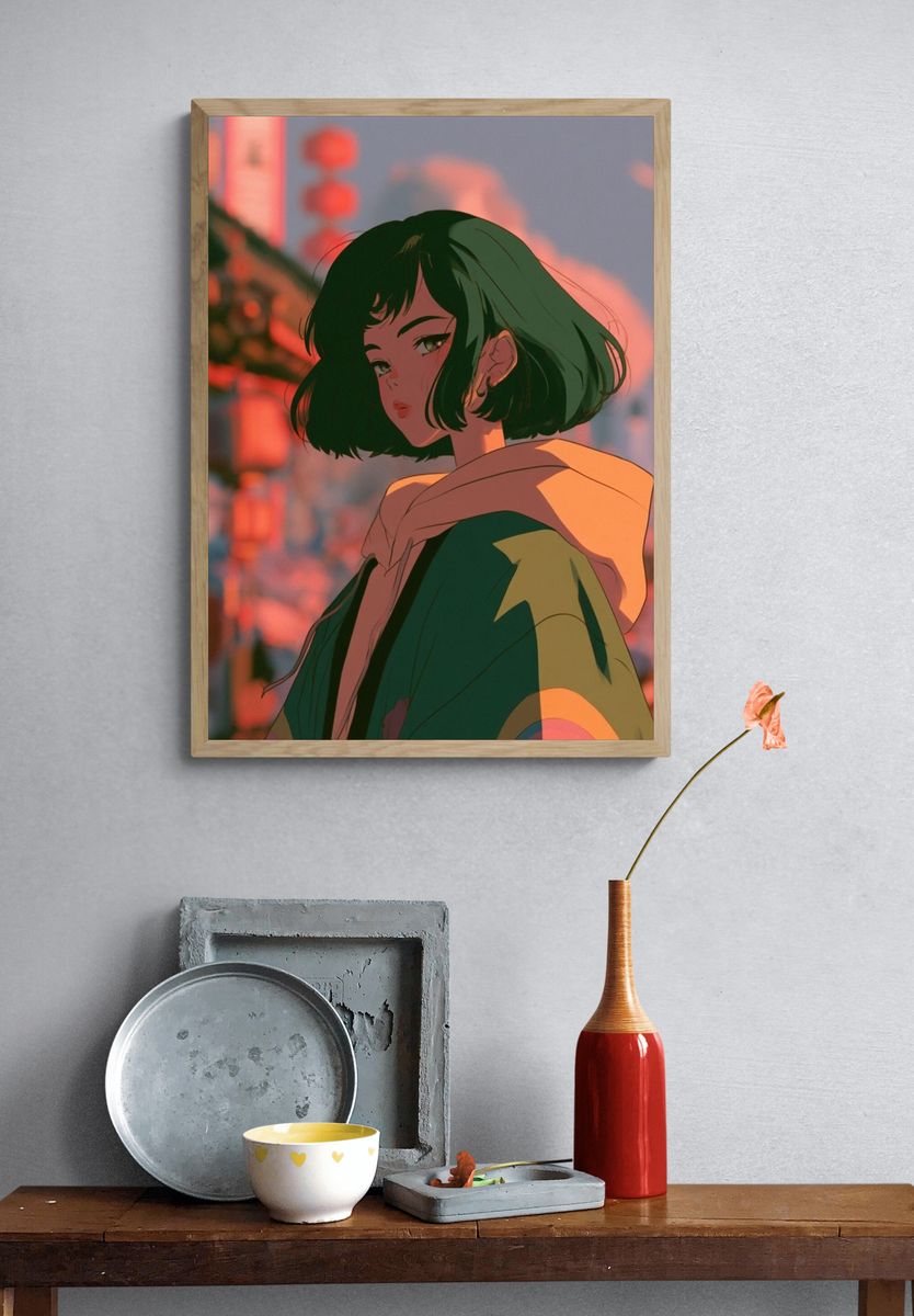 Anime Girl at Sunset Poster. — room view 3