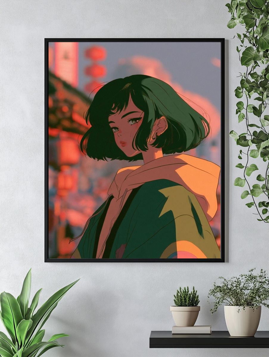 Anime Girl at Sunset Poster. — room view 4