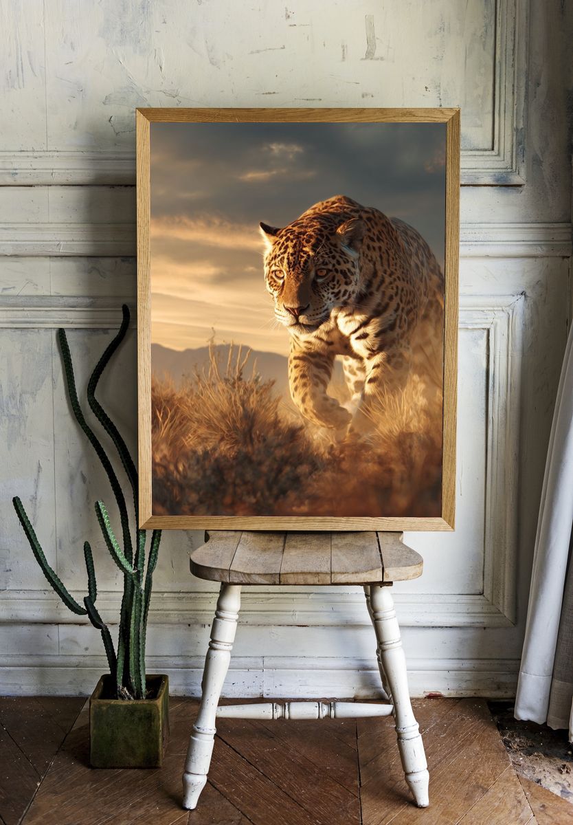 Leopard at Sunset Photography Poster. — room view 1