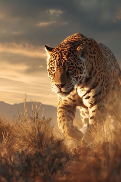 Leopard at Sunset Photography Poster.