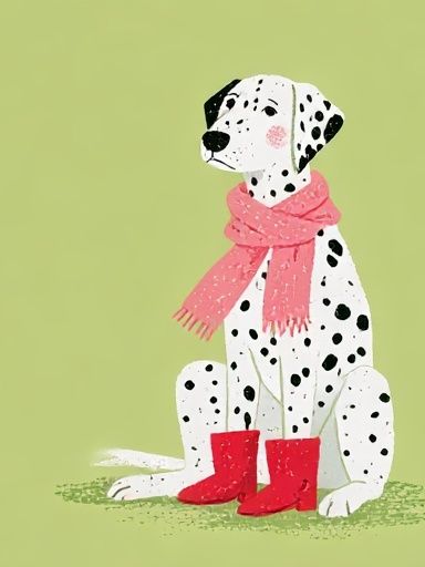 Dalmatian in Pink Scarf Illustration Poster. poster — animals art