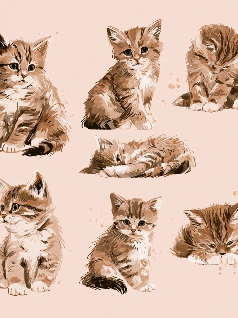 Playful Kitten Study Illustration Poster. poster — animals art