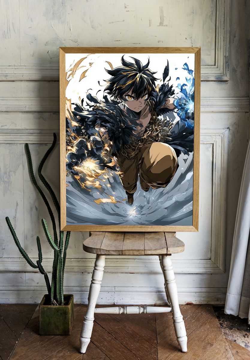 Elemental Warrior Anime Print. room preview