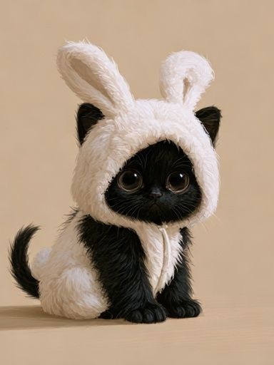 Black Kitten Bunny Costume Poster. poster detail