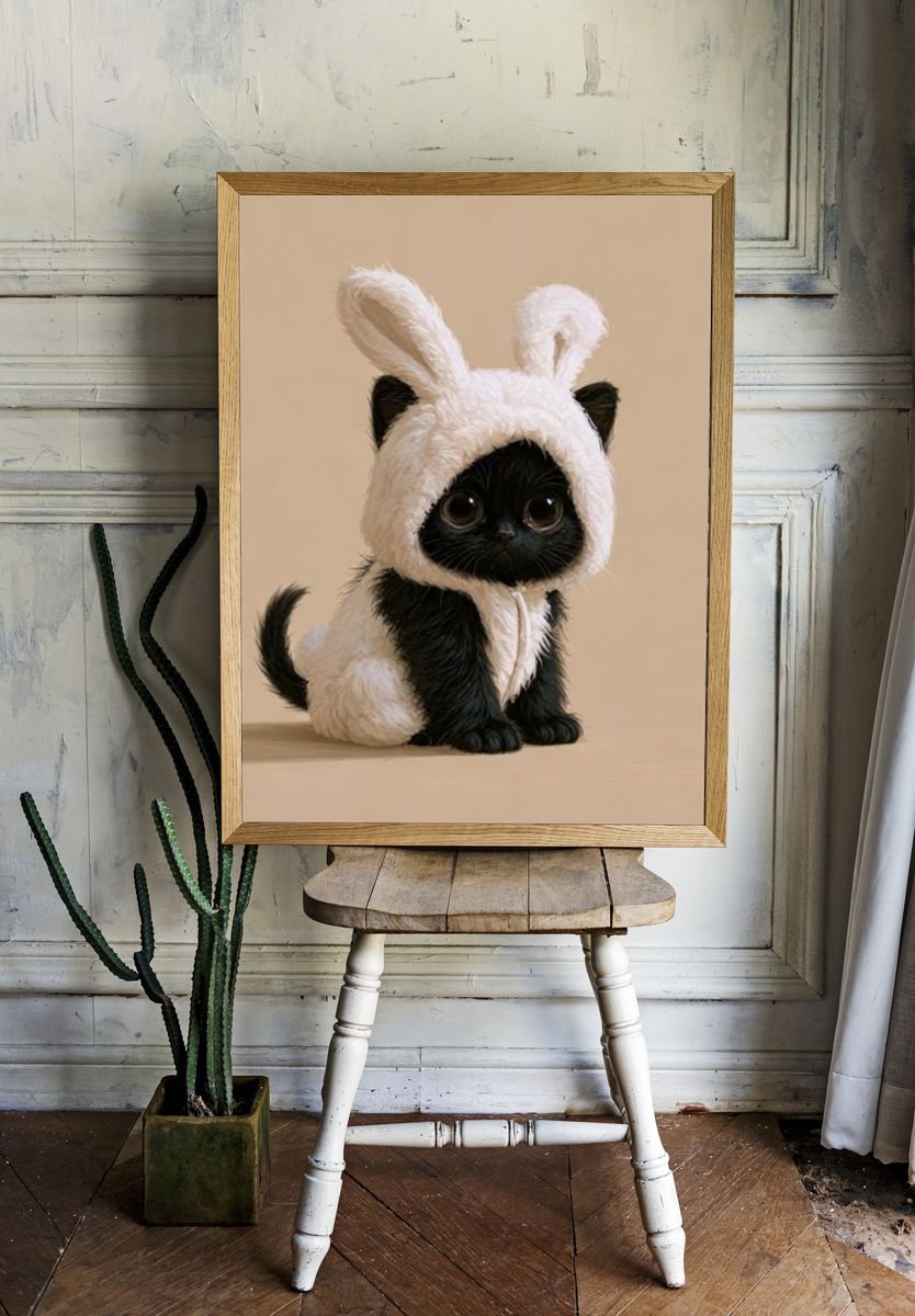 Black Kitten Bunny Costume Poster. — room view 1