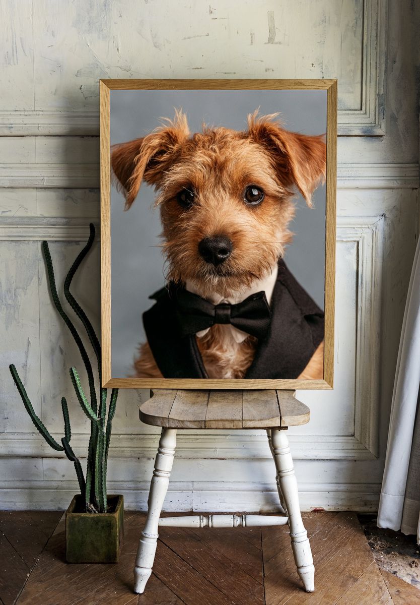 Tuxedo Terrier Portrait Poster. — room view 1