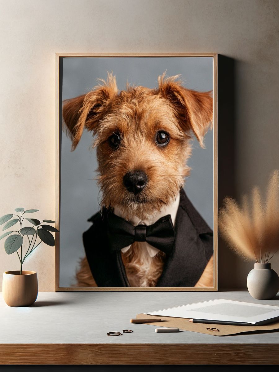 Tuxedo Terrier Portrait Poster. — room view 2