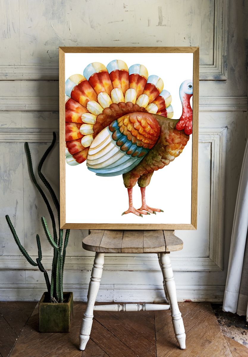 Watercolor Turkey Illustration Poster. room preview