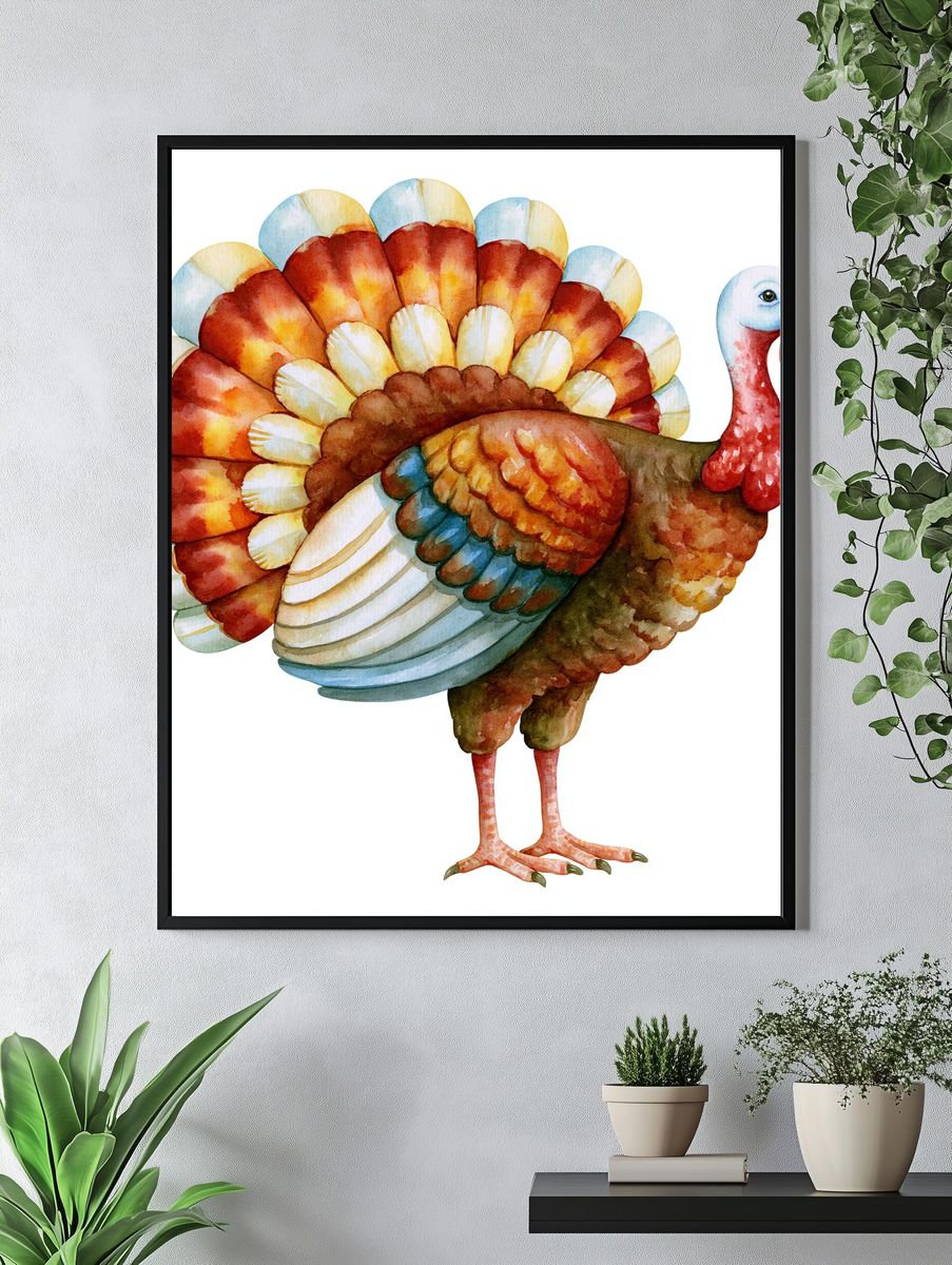 Watercolor Turkey Illustration Poster. — room view 4