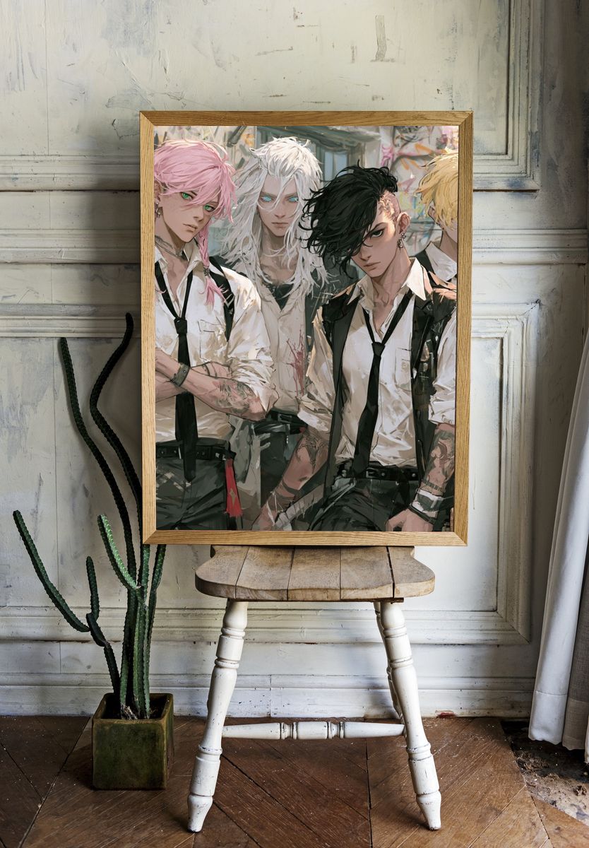 Punk Band Portrait Illustration Poster. — room view 1
