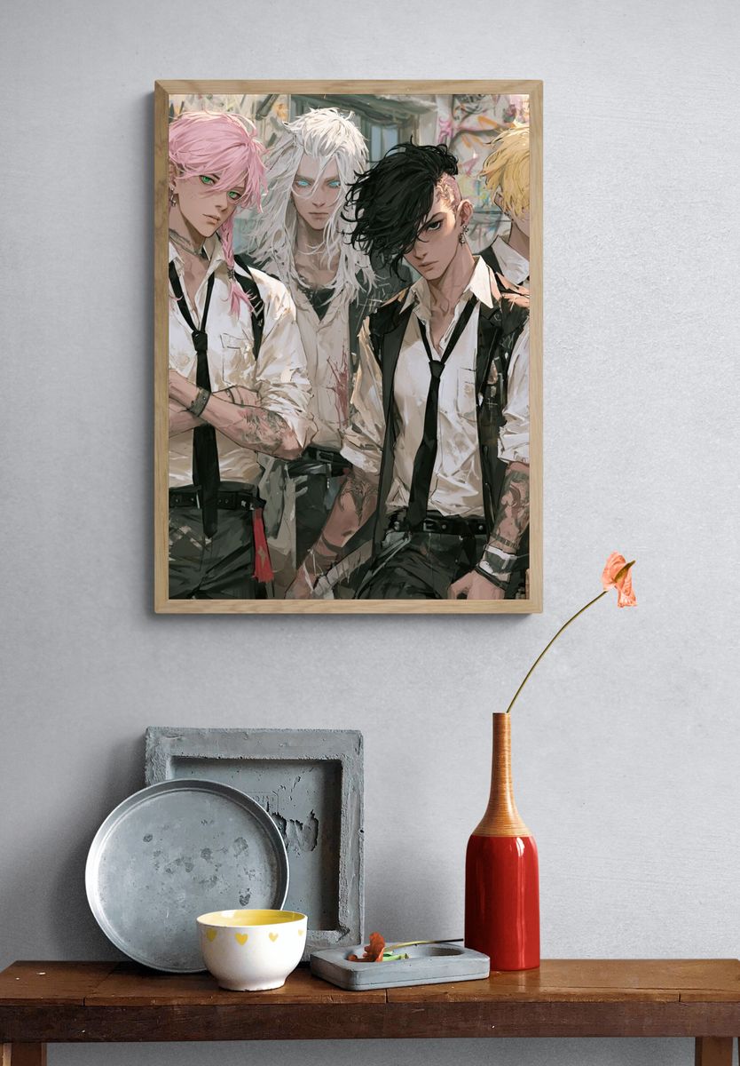Punk Band Portrait Illustration Poster. — room view 3