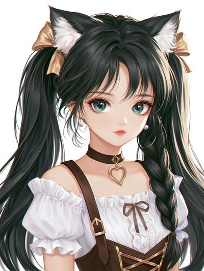 Anime Catgirl Portrait Print.