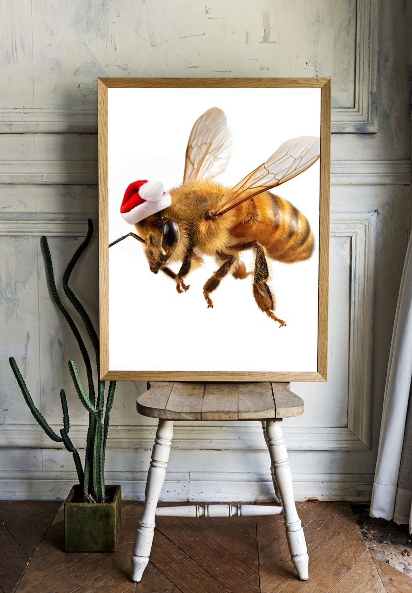 Christmas Bee Photography Poster. room preview