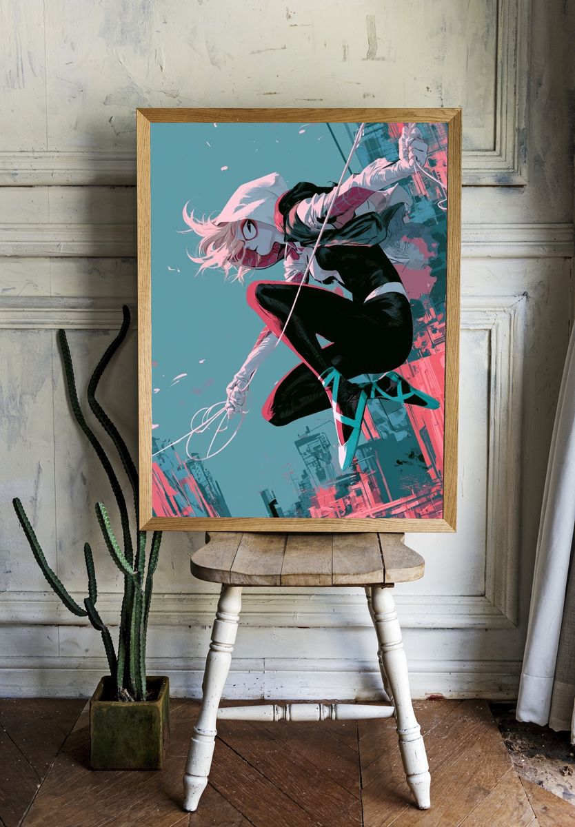 Masked Acrobat Anime Print. — room view 1