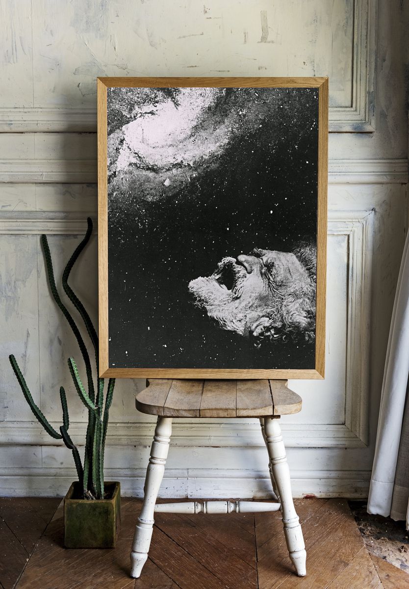 Howling Dog Black-White Poster. room preview