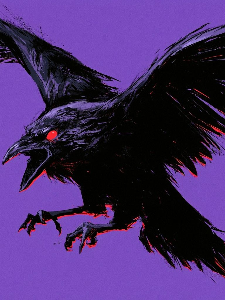 Raven in Purple Glow Poster. poster detail