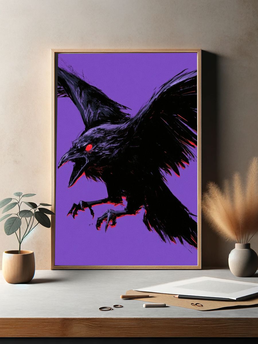 Raven in Purple Glow Poster. — room view 2