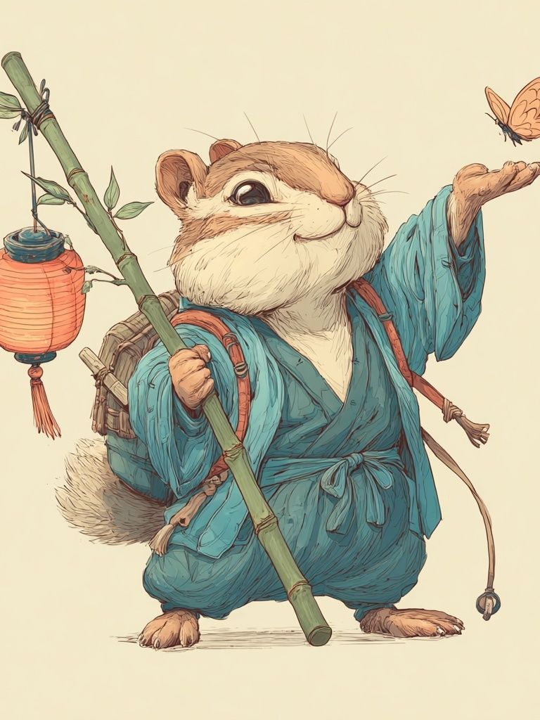 Chipmunk Lantern Illustration Poster. poster detail