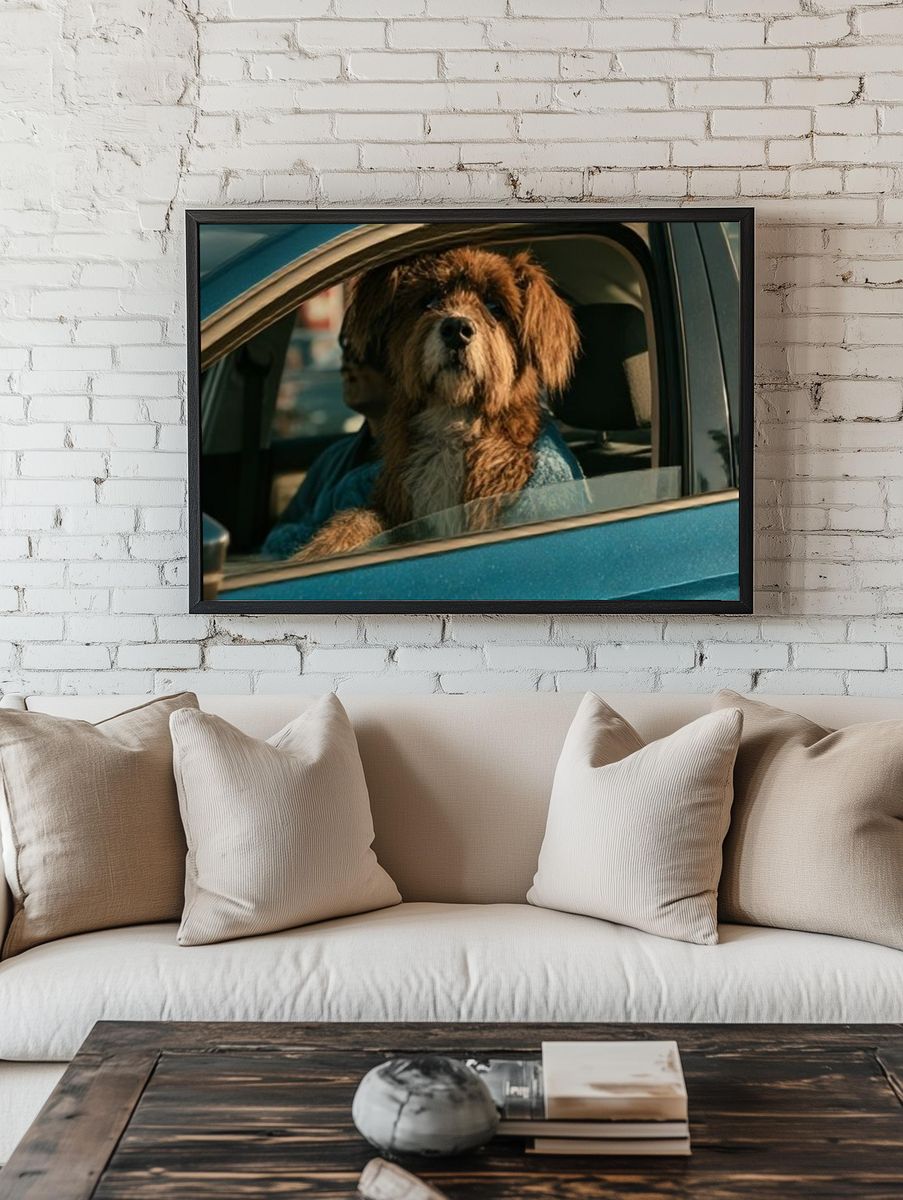 Dog in Car Portrait Poster. — room view 1