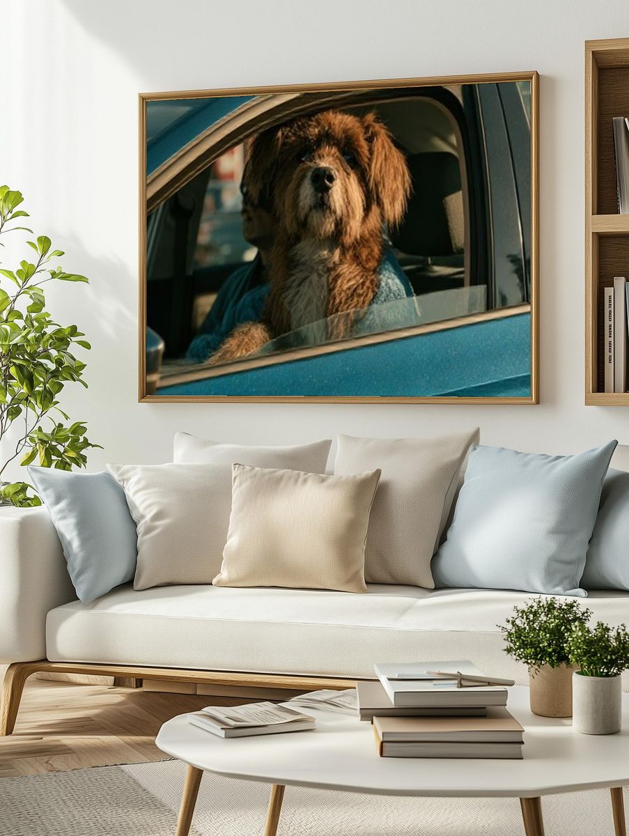 Dog in Car Portrait Poster. — room view 2