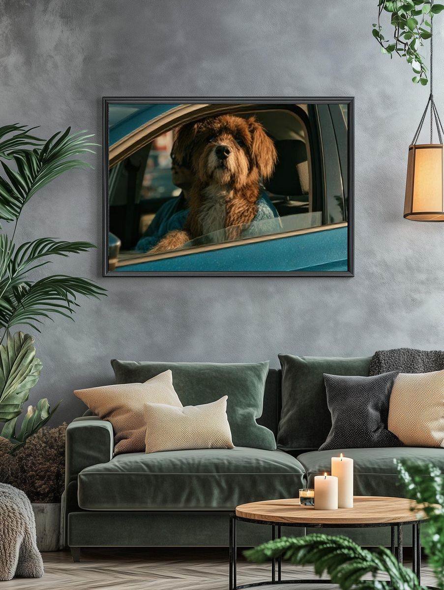 Dog in Car Portrait Poster. — room view 4