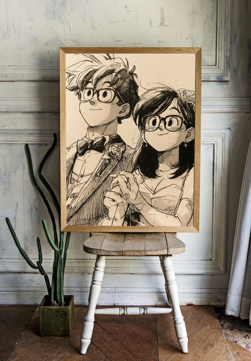 Anime Wedding Portrait Print. room preview