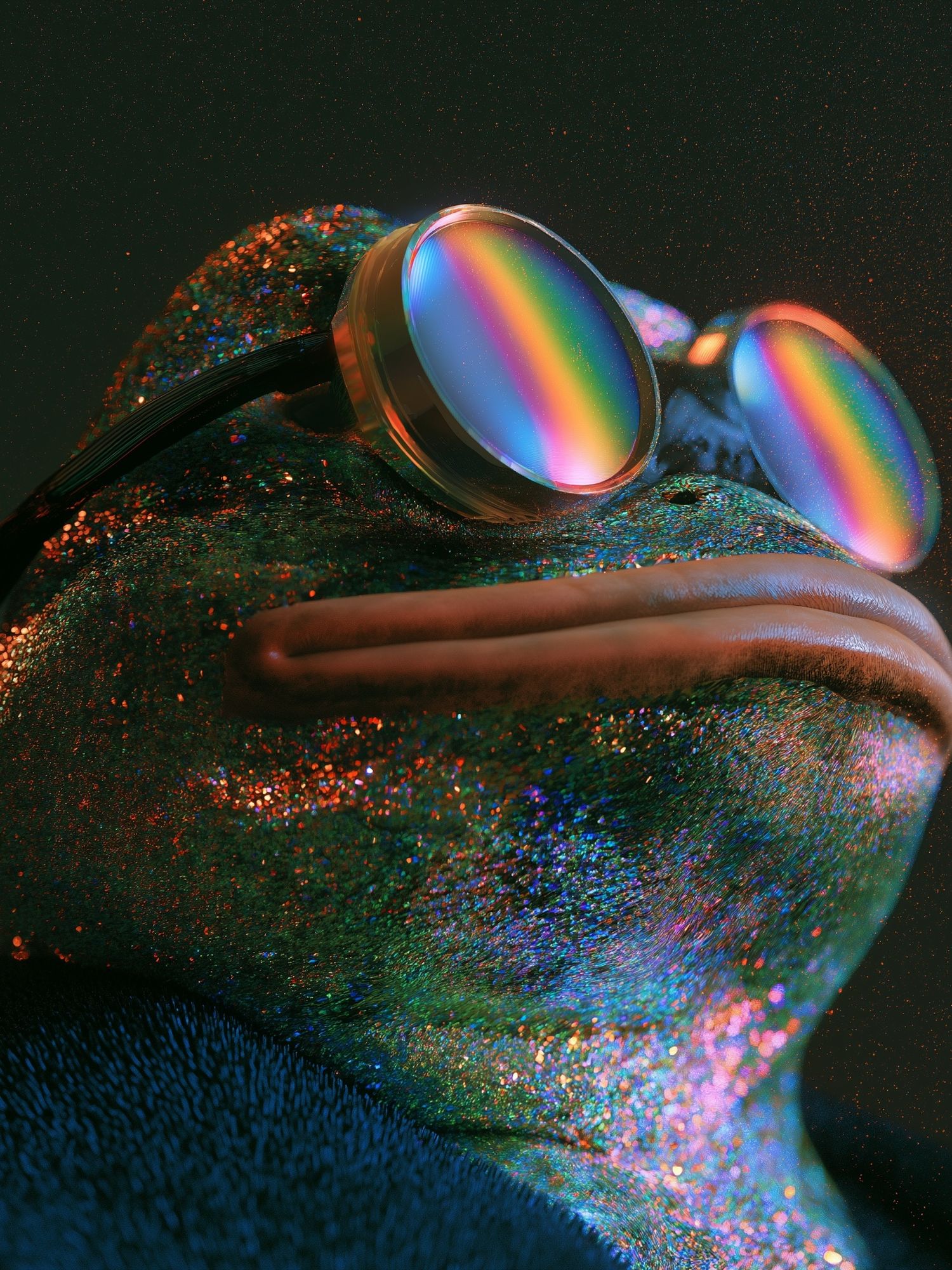 Rainbow Frog Portrait Print. poster detail