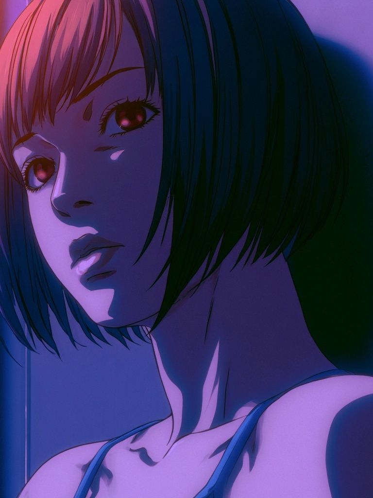 Neon Anime Portrait Poster. poster detail