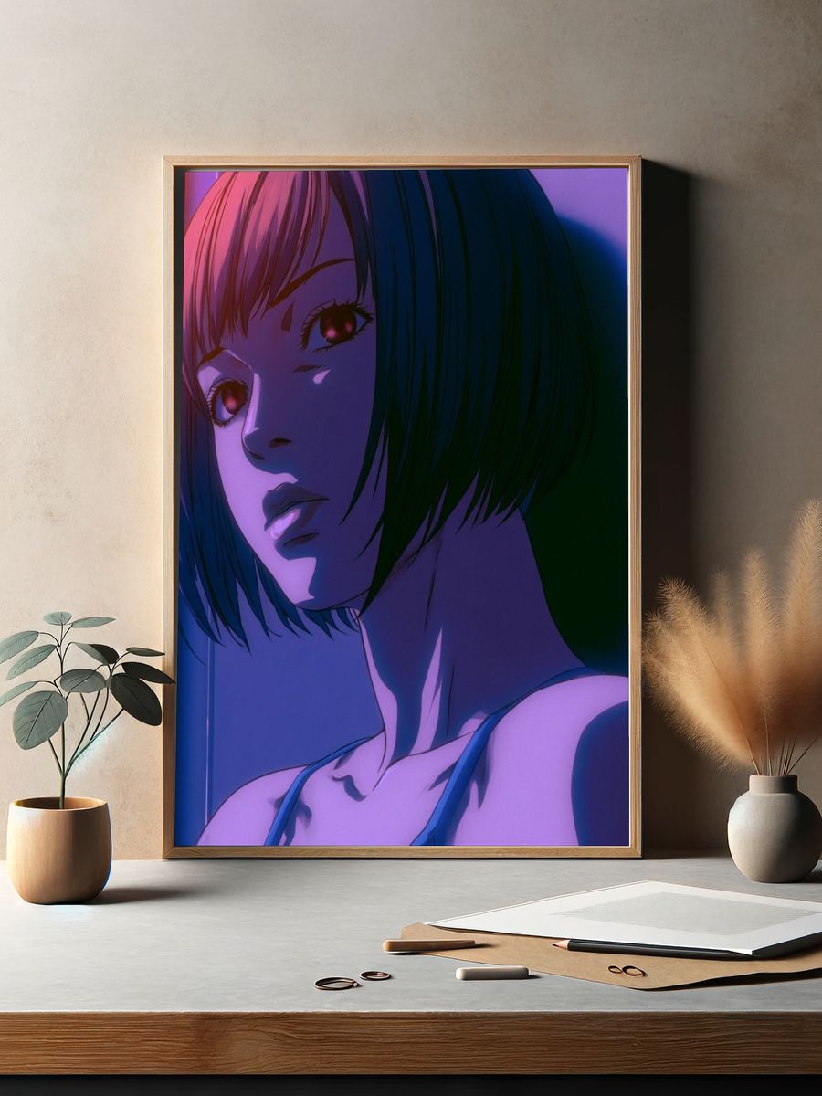 Neon Anime Portrait Poster. — room view 2