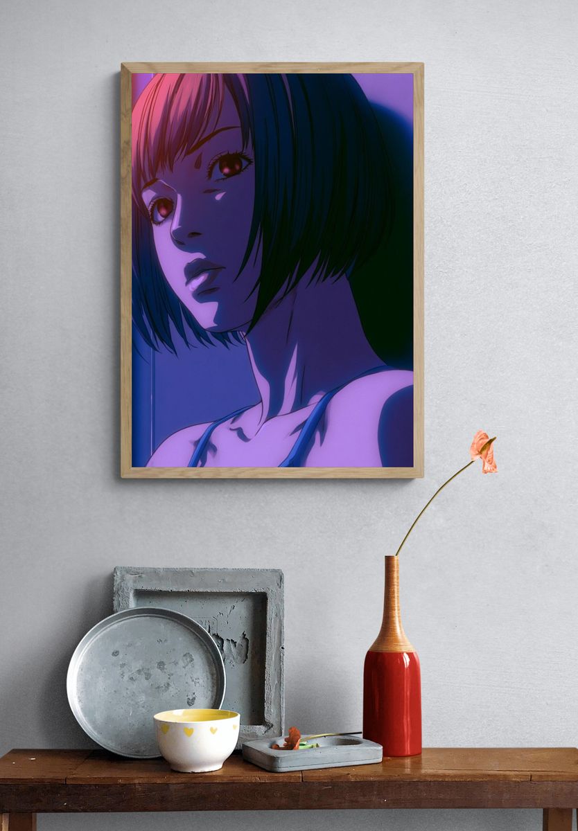Neon Anime Portrait Poster. — room view 3