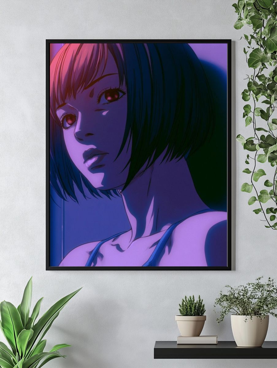 Neon Anime Portrait Poster. — room view 4