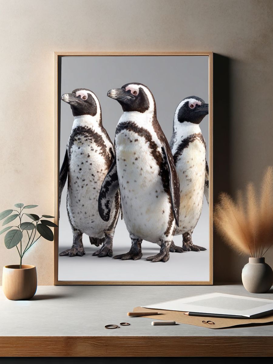 Penguin Trio Photography Poster. — room view 2
