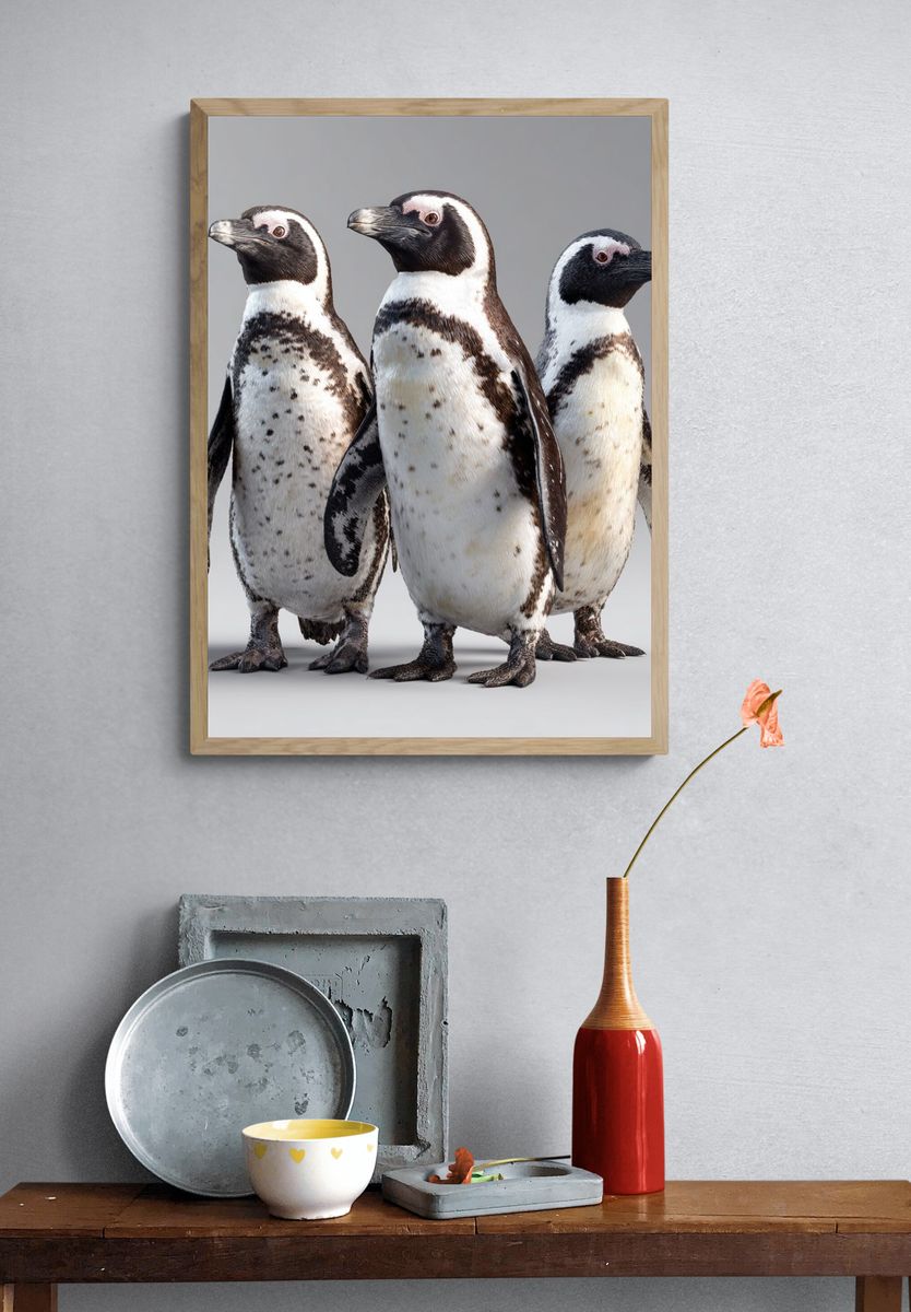 Penguin Trio Photography Poster. — room view 3