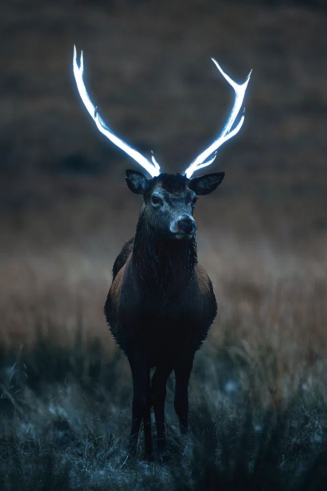 Wild deer beautiful large antlers. poster detail
