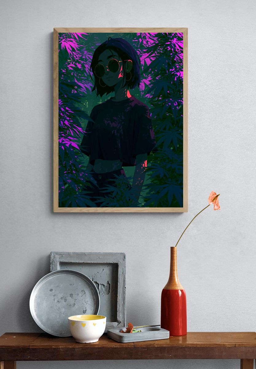 Neon Jungle Girl Illustration Poster. — room view 3