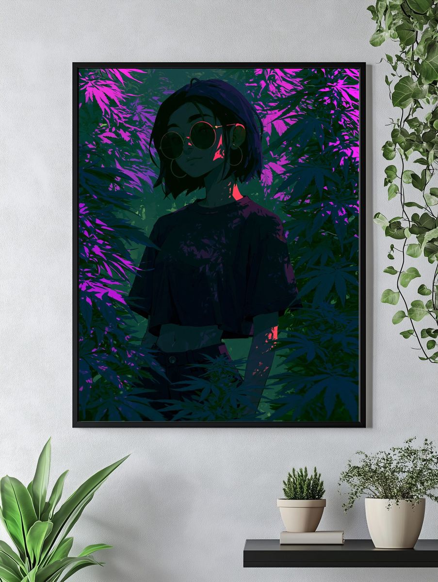 Neon Jungle Girl Illustration Poster. — room view 4