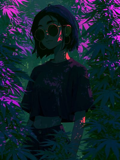 Neon Jungle Girl Illustration Poster.